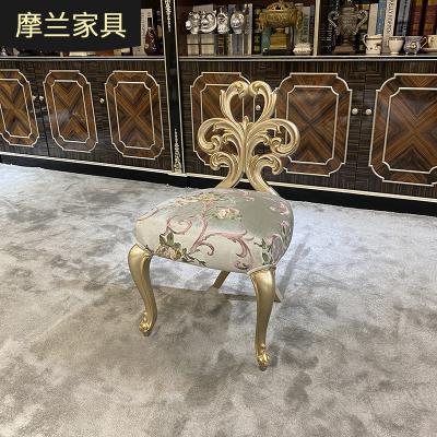 China MO LAN European Stools Bedroom Cloth Art Makeup Luxury Solid Wood Carved High End Embroidered Stool for sale