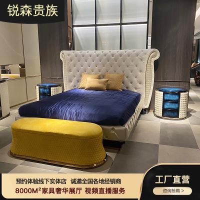 China Other MO LAN Italy Light Technology Fabric Master Bedroom Luxury Modern Single Bed Large Double for sale