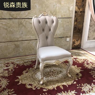 China EUROPEAN MO LAN European style art leather dining table CHAIR combines LUXURY full solid wood carving back soft bag chair for sale