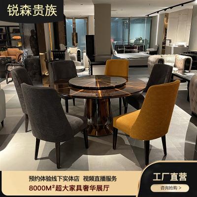 China MO LAN Hong Italian high-end light luxury Kong-style round combination of MO LAN Hong dining table and chair with turntable for sale