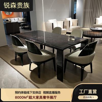 China Villa Postmodern Luxury Italian Wooden Restaurant Parquet Veneer MO LAN Light Solid Wood Table for sale