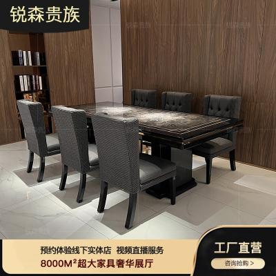 China Post-modern light luxury Italian style 6 people port villa MO LAN long dining table and chair combination for sale