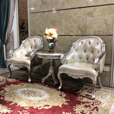 China MO LAN European style living room bedroom casual lazy leather tiger sofa solid wood single lounge chair for sale