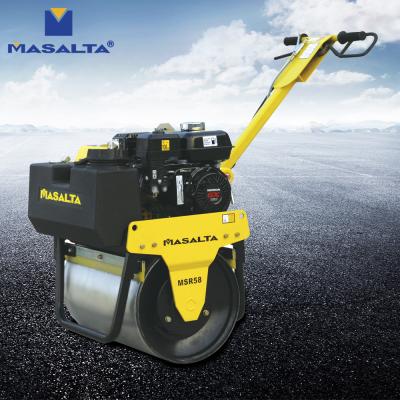 China Building Material Shops MSR58 Single Drum Walk Behind Vibratory Roller With 5.5HP Honda GX160 Engine Hand Operate Smooth Wheel Roller Compactor Machine for sale