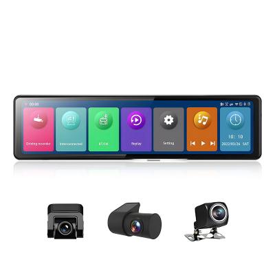 China 3 Channel Black Mirror DVR GPS NAVI Tracker 3 Channel Dash Cam 2.5K Car Android WIFI Rear View Camera With Alarm Parking Monitor Carplay for sale