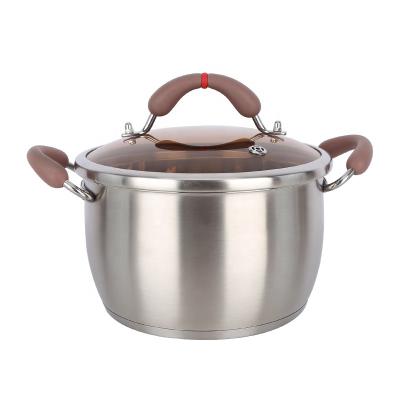 China Sustainable Stainless Steel Casserole Soup Cooking Hot Pot For Kitchen With Silicone Handle for sale