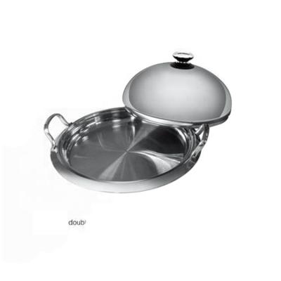 China Sustainable Double Side Ear Stainless Steel Frying Pan Without Non Stick Liner Pan for sale