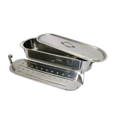 China Stainless Steel Square Fish Rack Viable Wide Fish Pan Poacher Fish Steamer with Stand for Home Kitchen Cooking for sale