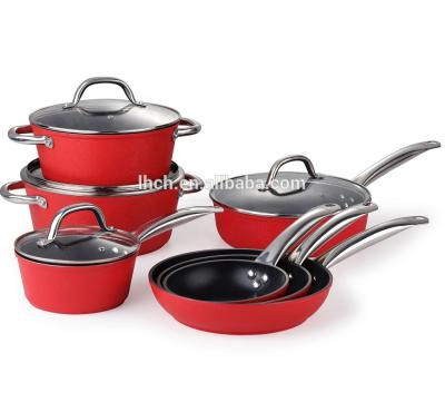 China HOT SELLING COOKWARE ALUMINUM DISHES SUSTAINABLE SET WITH SS HANDLE for sale