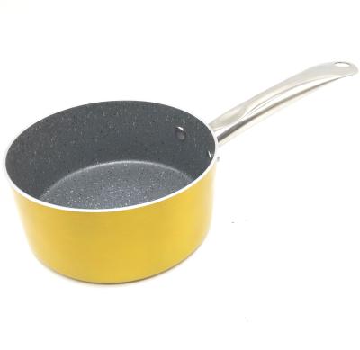 China 16/18/20 cm Sustainable Wholesale Aluminum Press Sauce Pan With Stainless And Metelic Painting for sale