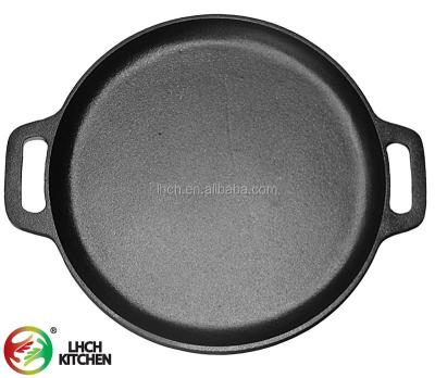 China Easily Cleaned Pre-Seasoned Round Cast Iron BBQ Grill Griddle Pan for sale