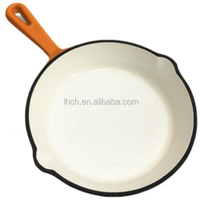 China Sustainable 18 Cm Round Porcelain Enamel Cast Iron Cookware Frying Griddle Grill Pan for sale