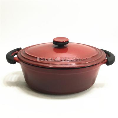 China Sustainable Oval Porcelain Enamel Dutch Oven Cast Iron Pot Cookware for sale