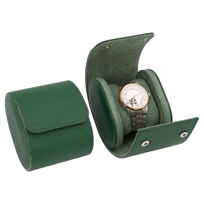 China Black Travel Watch Case New Design Personalized Green Genuine Leather Travel Watch Case Simple Roll Te koop