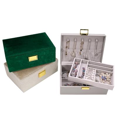 China Recyclable Customize Jewelry Organizer Case Crystal Gift Necklace Ring Leather Luxury Large Jewelry Storage Boxes for sale