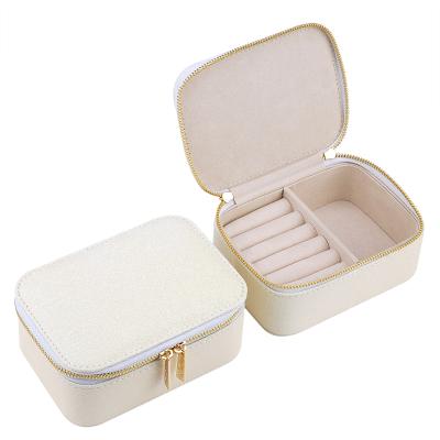 China Eco-friendly Travel Jewelry Box PU Leather Jewelry Box With Double Layers for sale