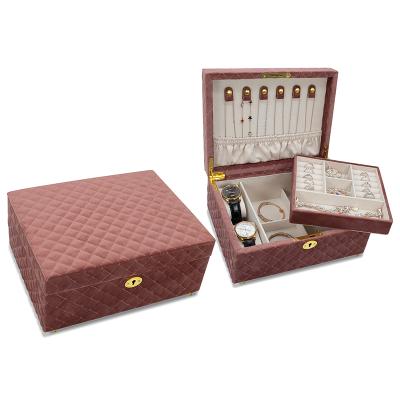 China Wholesale Custom Large Jewelry Box Double-Layer Large Capacity Necklace Ring Watch Jewelry Organizer Storage Case for sale