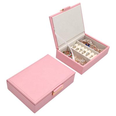 China Recyclable Luxury Custom Pink Jewelry Packaging Box PU Leather Jewelry Packaging Case for sale