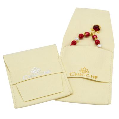 China Custom Pouch Jewelry Packaging Fashion Cloth Beige Microfiber Pouches Personalized Pouch Jewelry Packaging Bag en venta