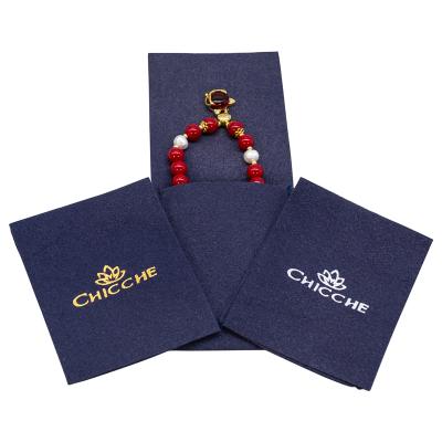 China Simple Flannel Velvet Jewelry Pouch Small Microfiber Suede Flannel Velvet Jewelery Pouch Packaging Dark Blue Custom Wholesale Rings Bag Long en venta