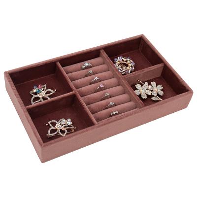 China New Style PU Velvet Jewelery Display Jewelery Organizer Leather Pendant Necklace Ring Jewelry Earing Tray for sale