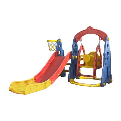 China Custom Multifunctional Indoor Sorts Game Kids Indoor Sliding Toys Basketball Shooting Playground Combo Slide and Swing for sale