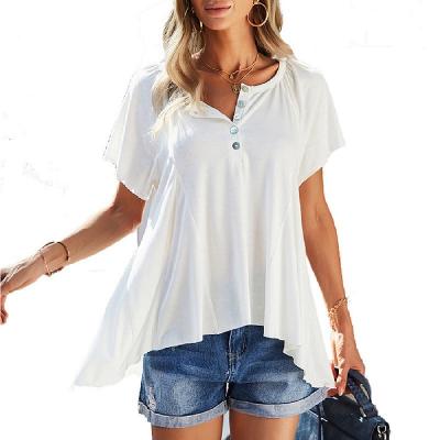 China Best-selling Anti-wrinkle 2022 Ladies Casual T-shirt Blouses Femme Womens Short Sleeve Button Shirt Dress Summer Shorts Tops Blouse for sale