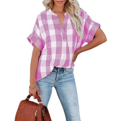 China Women Vintage Breathable Blouses 2021 Summer Casual Printed Short Sleeve Shirts Beach Loose Ladies Blouse Plus Size Shirts for sale