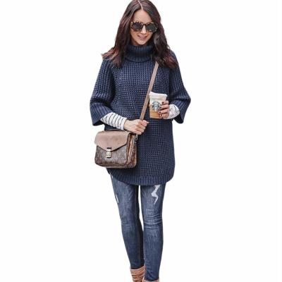 China 2021 Winter New Arrival Fashion Breathable Women Clothes Solid Cardigans Sweaters High Collar Long Length Streetwear Woman Knit Sweaters for sale