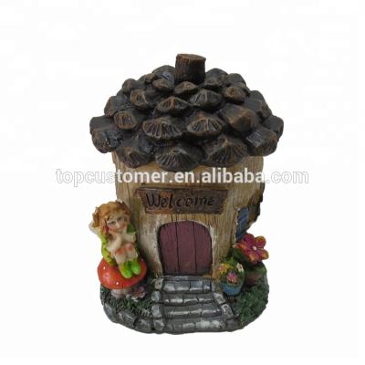 China Wholesale Resin Miniature House Solar Europe Village Garden House Miniature Figurines For Sale for sale