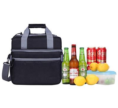 China BOXES Double Compartment Insulated Bag Large Cooler Bag for Lunch, Picnic, Beach, Groceries, Kayaking, Travel, Camping, Black for sale