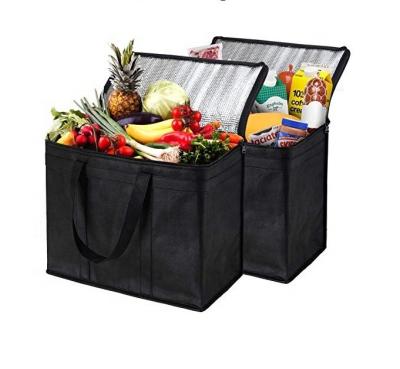 China Insulated 2 Pack Insulated Reusable Grocery Bags, Extra Large, Collapsible, Stands Upright and Sturdy Zipper for sale