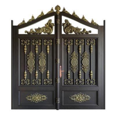 China Waterproof HY Custom Courtyard iron Art Door Outdoor Courtyard ironFence Door Villa Courtyard Door for sale