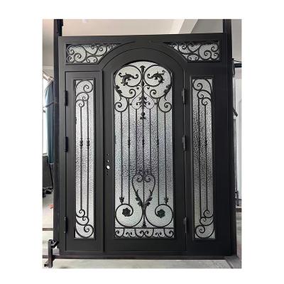 China Europe type HY Modern residential beautiful high quality wrought iron door design front door security door for sale