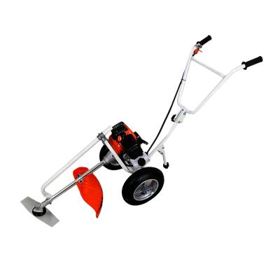 China 2-Stroke Hand Push 52cc Ghas Two Wheel Grass Cutter Machine Rasaerba Cortadora De Cespe Power String Trimmer Mower Gazon Desbrozadora for sale