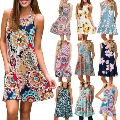 China Western Ladies' Waisted Floral Print Casual Dress for a Sophisticated Look for sale