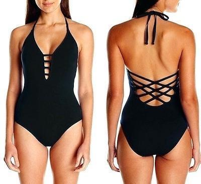 China Halter Crisscross Solid Color One Piece Bikini with Good Quality for sale