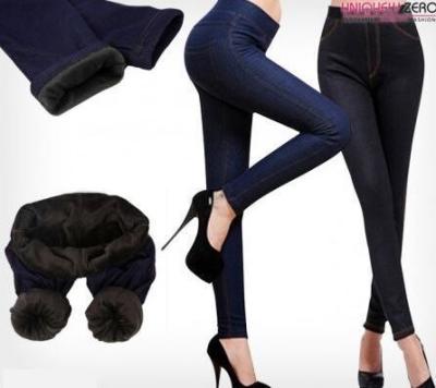 China High Quality Plus Size Women Fashion Warm Fur Thick Jeans Tights for sale