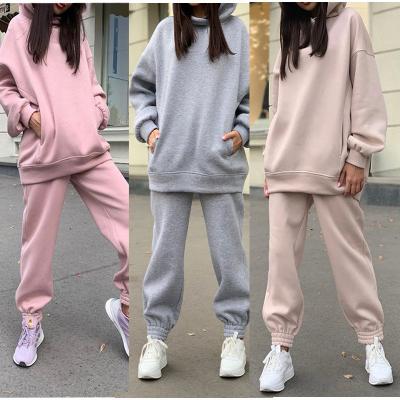 China 2021 Winter Casual Fleece Women Hoodie Suit for sale