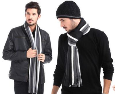 China Men Winter Classical Striped Men′s Wool Scarf (82020) for sale