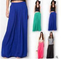 China Women Long Skirt Pure Color Bohemian Elegant Slim Pleated Skirt (18121) for sale