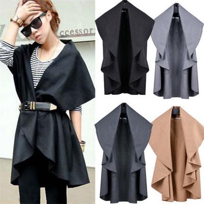 China Korean Style Fashion Multi Wear Irregular Women′s Cape Coat (14322-1) for sale