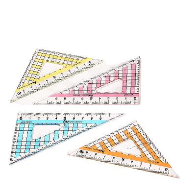 China Plastic Made In China Set Square Printing Plastic Transparent Triangle Ruler In Sorting School Scale Ruler for sale