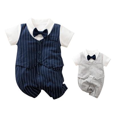 China Wholesale-Short-sleeved Gentleman's Summer Romper Baby Boy's Rompers Baby Party Clothes Gentleman's Baby Romper for sale