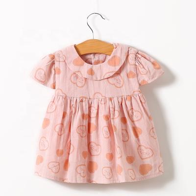 China Causal Baby Clothes 100% Cotton Baby Summer Shorts Sleeve Dress, Brown And Pink, Retail And Wholesale zu verkaufen