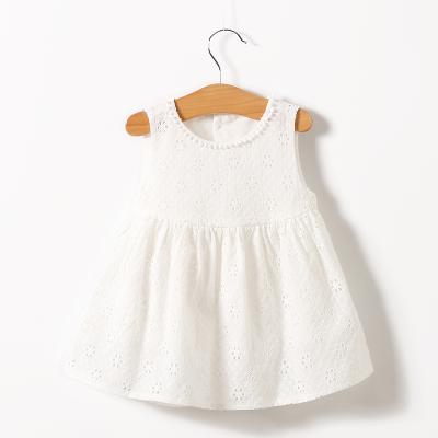 Chine Sweet baby clothes 100% sleeveless cotton summer baby girl dress, white and pink, retail and wholesale à vendre