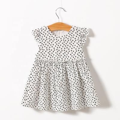 중국 Sweet baby clothes baby girl summer fly sleeves spot print dress white and pink, retail and wholesale 판매용