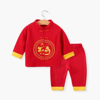 China Breathable 100% Cotton Spring Chinese Style Babies Boy Baby Clothing Sets for sale