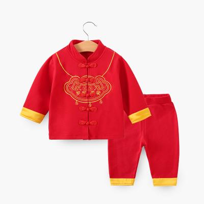 China Breathable 100% Cotton Baby Boy Chinese Style Spring Baby Clothing Sets for sale