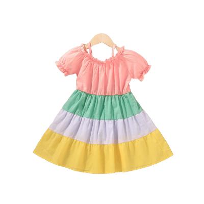 China Breathable Baby Dress 2021New Dress with Straps Children's Rainbow Skirt Baby Dress for sale